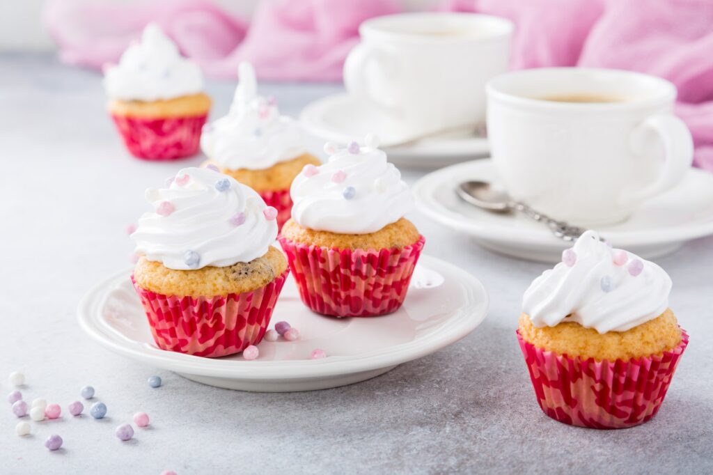 Vanilla cupcakes with white cream