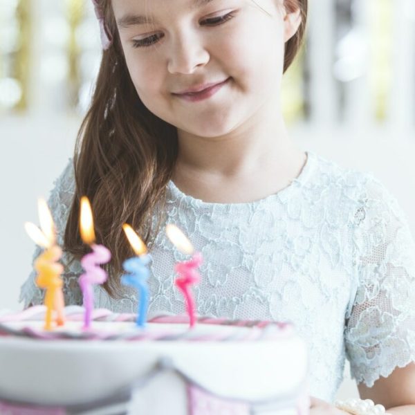Cute girl with birthday cake